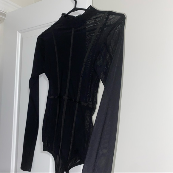 Black See-Through Long-Sleeve Body Suit - Picture 2 of 12